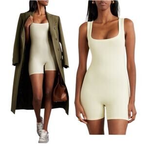 Skims Rib Stretch Cotton Onesie Romper Bone 3X